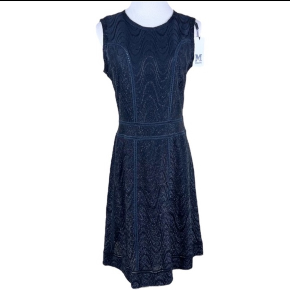 M Missoni Textured Sleeveless Semi Sheer Lined Dress Shimmer Black